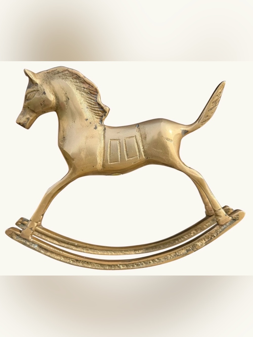 Brass Rocking Horse Solid Mid-Century Korea 7” Vintage